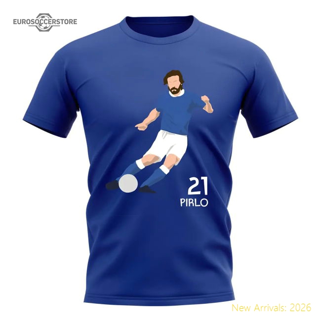 Andrea Pirlo Italy Player Graphic T-Shirt (Blue)-Vantage Point Soccer