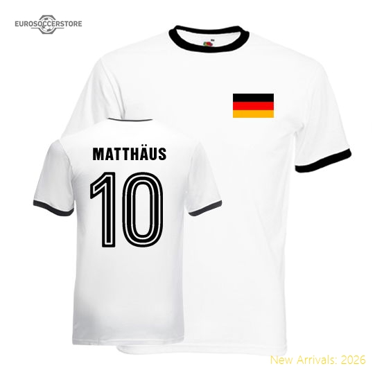 Lothar Matthaus Germany Ringer Tee (white-black)-Vantage Point Soccer