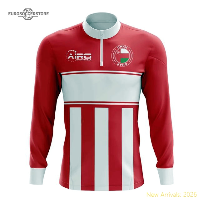 Oman Concept Football Half Zip Midlayer Top (Red-White)-Vantage Point Soccer