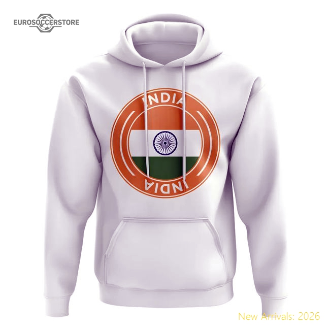 India Football Badge Hoodie (White)-Vantage Point Soccer