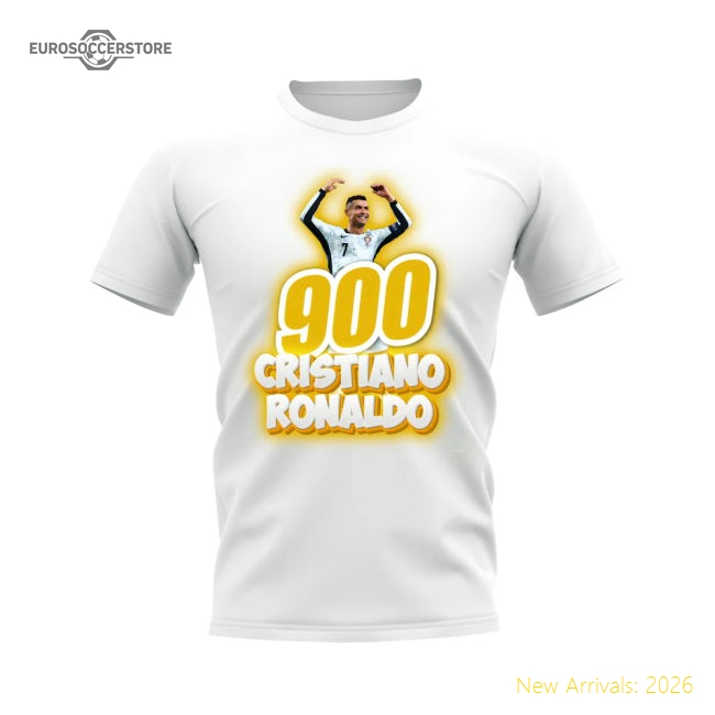 Cristiano Ronaldo 900 Career Goals T-Shirt (White)-Vantage Point Soccer
