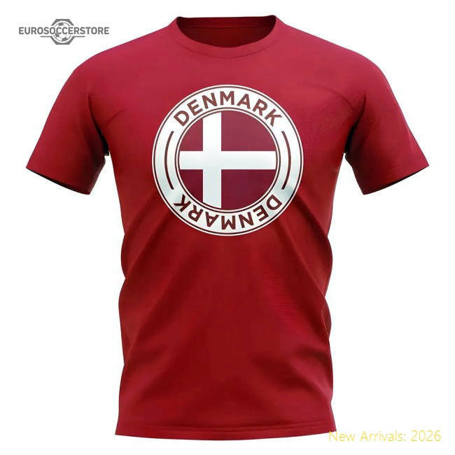 Denmark Football Badge T-Shirt (Red)-Vantage Point Soccer