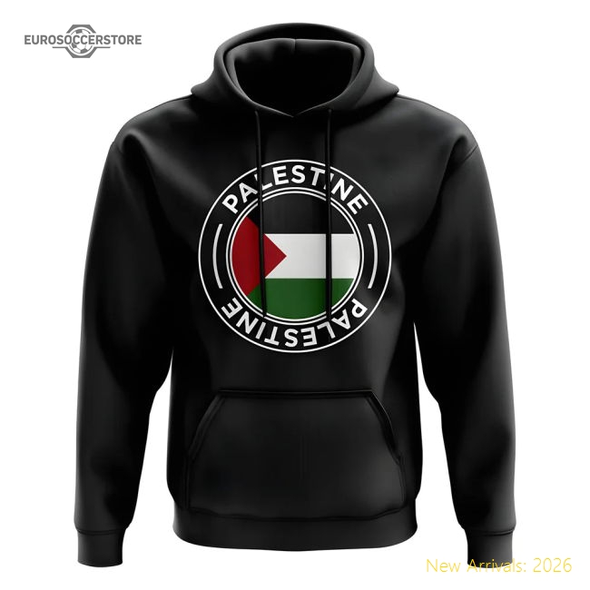 Palestine Football Badge Hoodie (Black)-Vantage Point Soccer