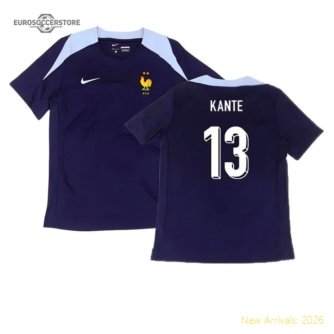 2024-2025 France Dri-Fit Strike Training Shirt (Navy) (Kante 13)-Vantage Point Soccer