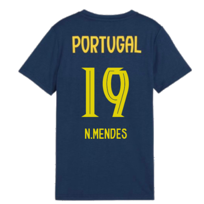 2025-2026 Portugal Casuals Tee (Persian Blue) - Kids (N.Mendes 19)-Vantage Point Soccer