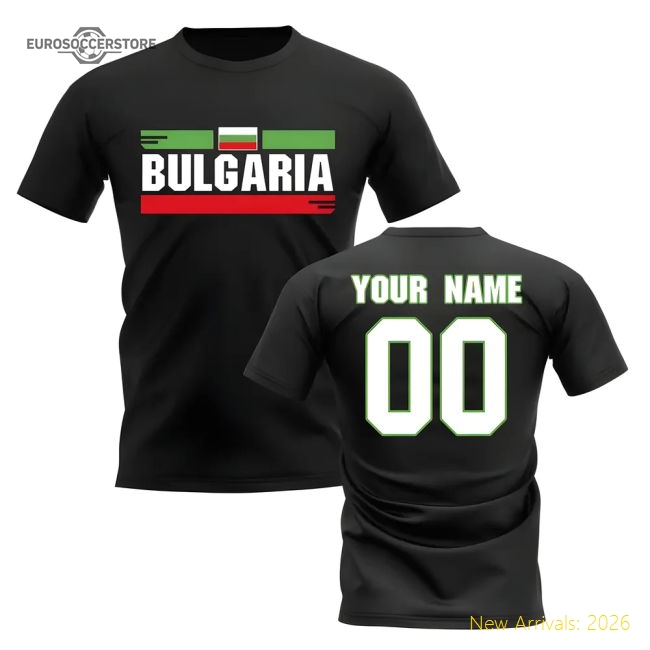 Personalised Bulgaria Fan Football T-Shirt (black)-Vantage Point Soccer