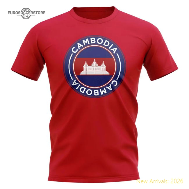 Cambodia Football Badge T-Shirt (Red)-Vantage Point Soccer