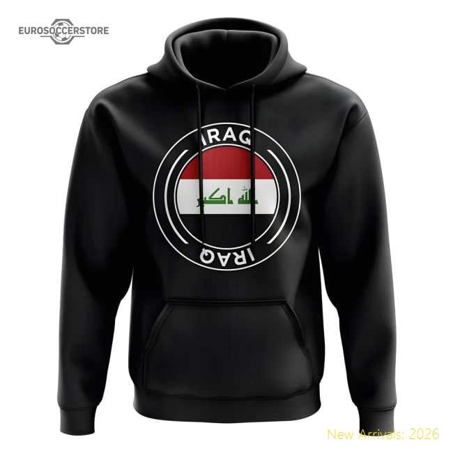 Iraq Football Badge Hoodie (Black)-Vantage Point Soccer