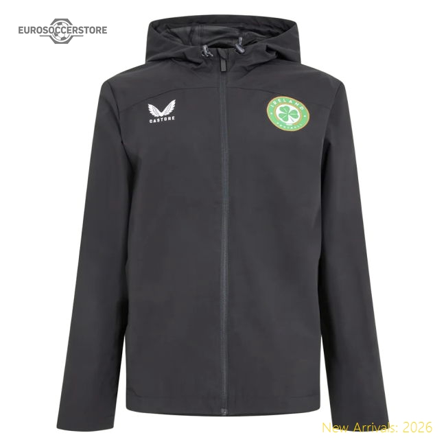 Ireland Rain Jacket (Black) 2025-2026 Shirt Match Day Ready Wear-PitchVibe Kits