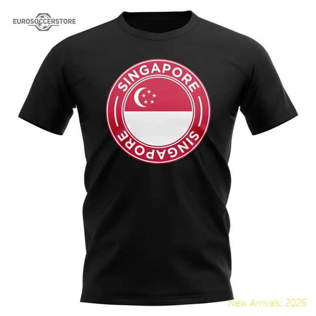 Singapore Football Badge T-Shirt (Black)-The Soccer Shirt Hub