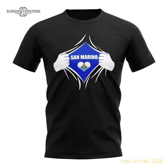 San Marino Chest Badge T-Shirt (Black)-Vantage Point Soccer
