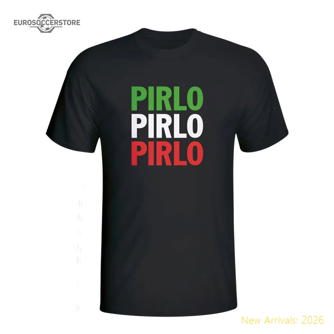 Andrea Pirlo Italy Player Flag T-shirt (black)-Vantage Point Soccer
