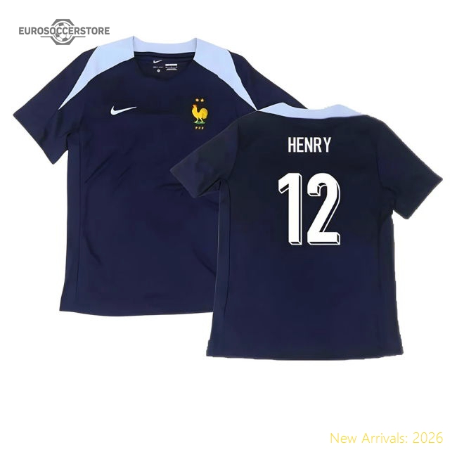 2024-2025 France Dri-Fit Strike Training Shirt (Navy) (Henry 12)-Vantage Point Soccer