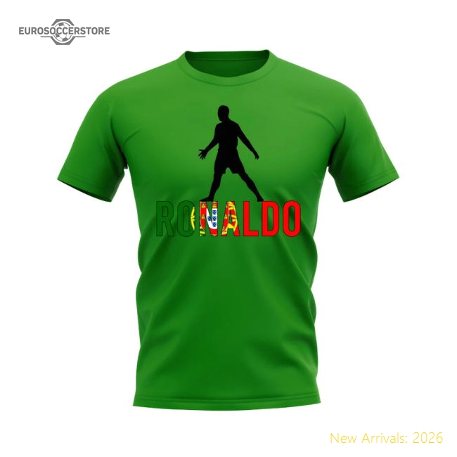Cristiano Ronaldo Portugal Silhouette T-shirt (Green)-Vantage Point Soccer