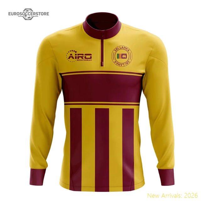 Sri Lanka Concept Football Half Zip Midlayer Top (Yellow-Red)-The Soccer Shirt Hub