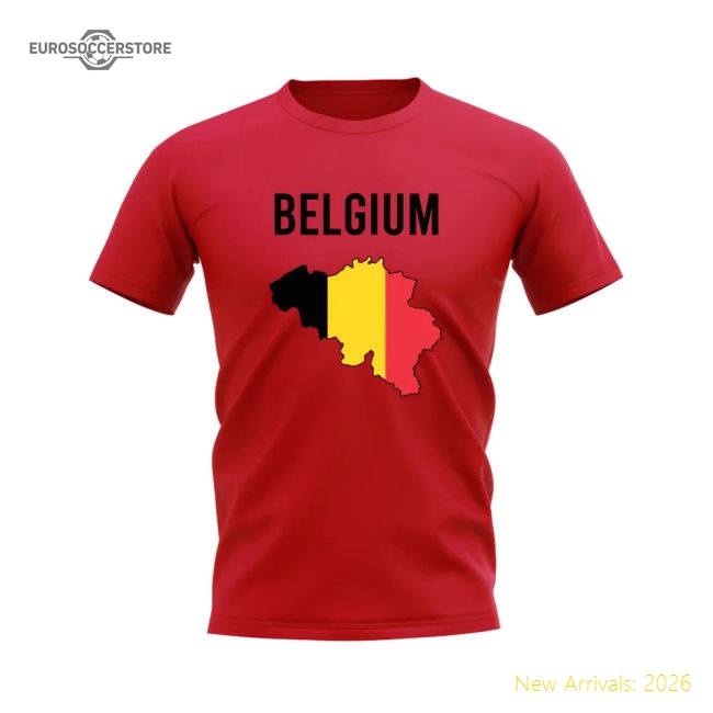 Belgium Map T-shirt (Red)-Vantage Point Soccer