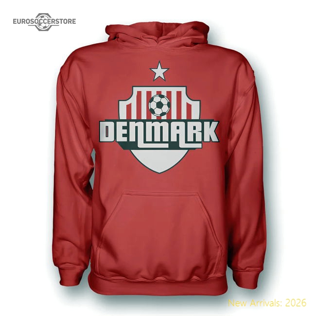Denmark Country Logo Hoody (red) - Kids-Vantage Point Soccer