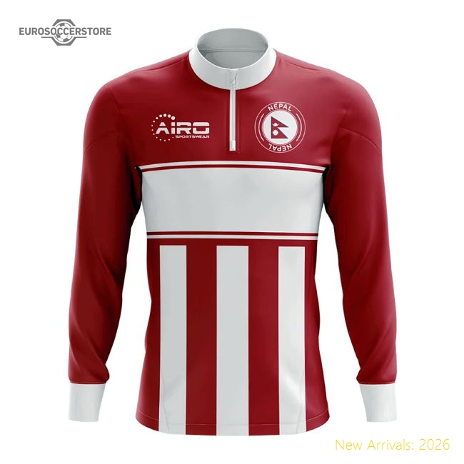 Nepal Concept Football Half Zip Midlayer Top (Red-White)-Vantage Point Soccer