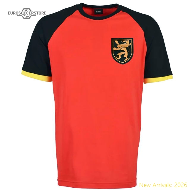 Belgium Raglan Red with Black/Yellow Sleeve T-Shirt-Vantage Point Soccer