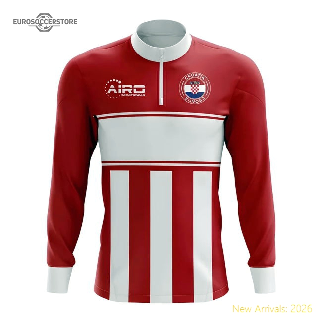 Croatia Concept Football Half Zip Midlayer Top (Red-White)-Vantage Point Soccer