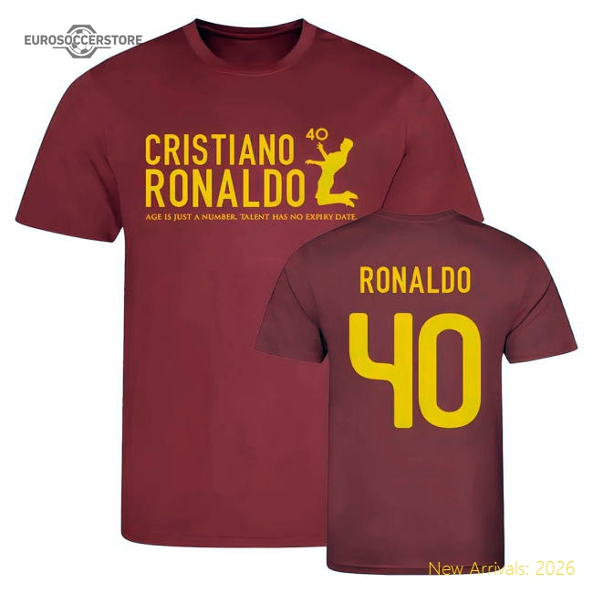 Cristiano Ronaldo at 40 Portugal T-Shirt (Red)-Vantage Point Soccer