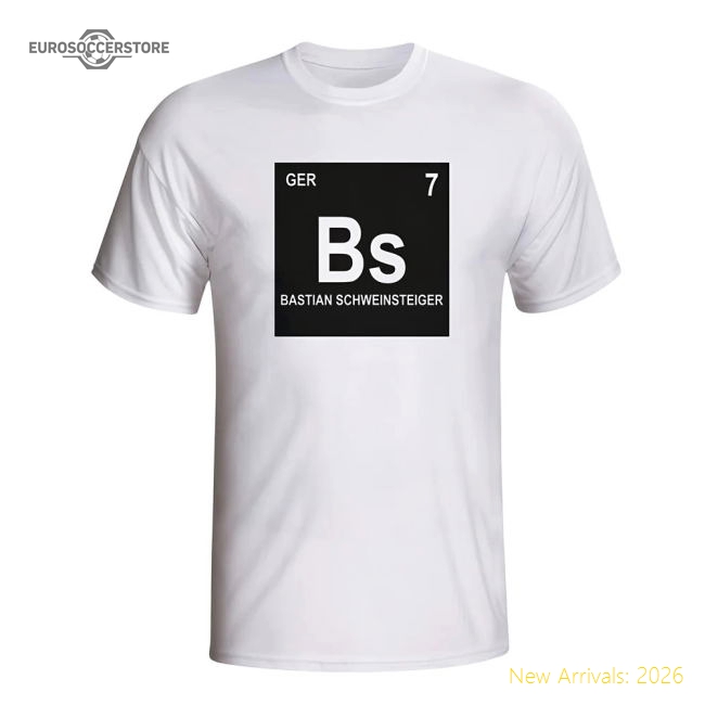 Bastian Schweinsteiger Germany Periodic Table T-shirt (white)-Vantage Point Soccer