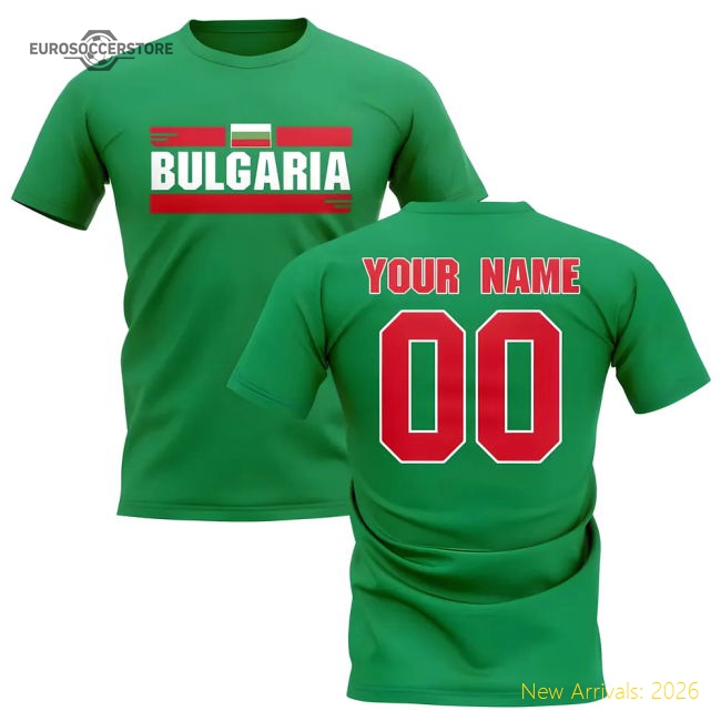 Personalised Bulgaria Fan Football T-Shirt (green)-Vantage Point Soccer