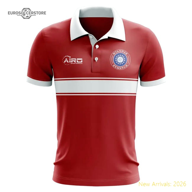 Myanmar Concept Stripe Polo Shirt (Red)-Vantage Point Soccer