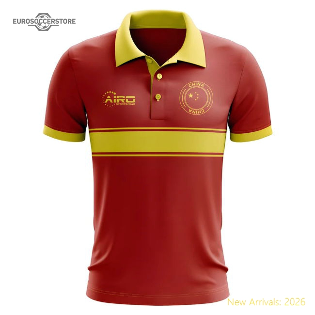 China Concept Stripe Polo Shirt (Red)-Vantage Point Soccer