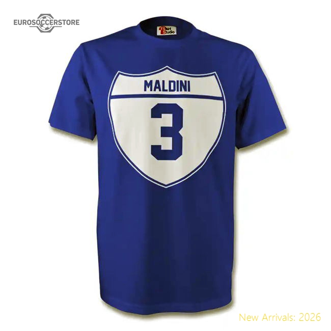 Paolo Maldini Italy Crest Tee (blue)-Vantage Point Soccer