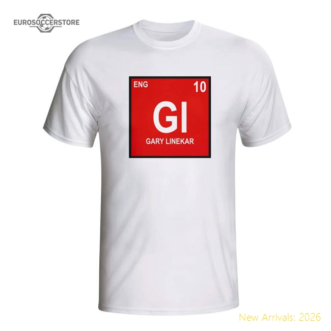 Gary Lineker England Periodic Table T-shirt (white) - Kids-Vantage Point Soccer