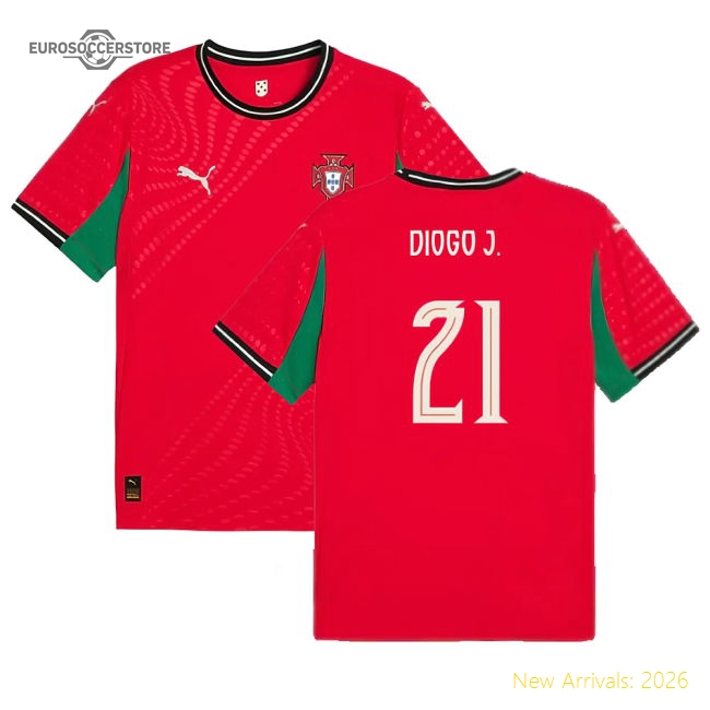 2025-2026 Portugal Womens Team Home Shirt (Unisex) (Diogo J. 21)-The Soccer Shirt Hub
